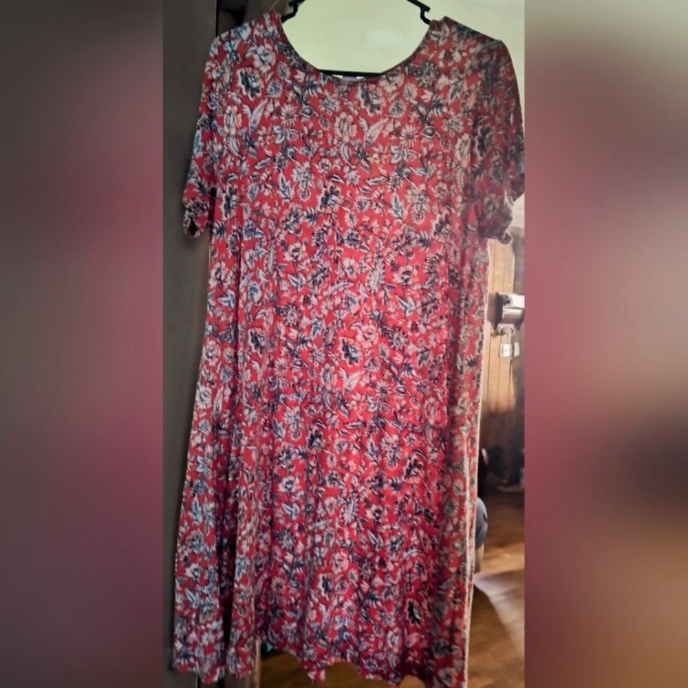 Floral Red and Blue Dress